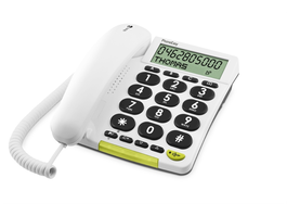 Doro PhoneEasy 312cs Teléfono analógico con pantalla grande e identificador de llamadas, color Blanco