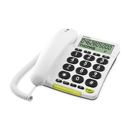 Doro PhoneEasy 312cs - Teléfono Analógico con Altavoz, Identificador de Llamadas, Agenda 30 Números, Pantalla LCD, Color Blanco
