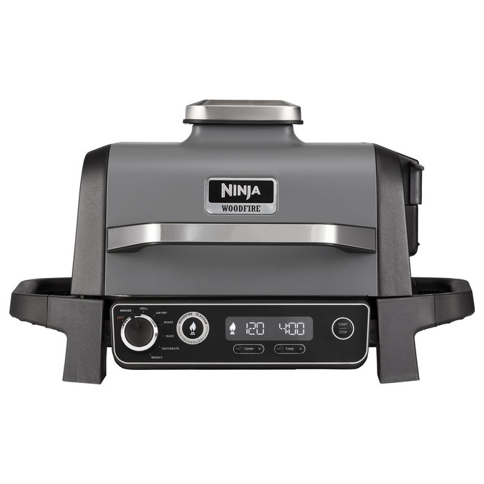 Ninja Woodfire 7-in-1 Outdoor Grill OG701EU, Plancha a 260°C, Negro, Acero Inoxidable, con Pantalla LED y Temporizador