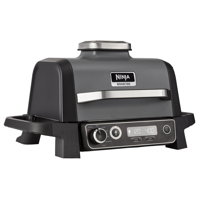 Ninja Woodfire 7-in-1 Outdoor Grill OG701EU, Plancha a 260°C, Negro, Acero Inoxidable, con Pantalla LED y Temporizador
