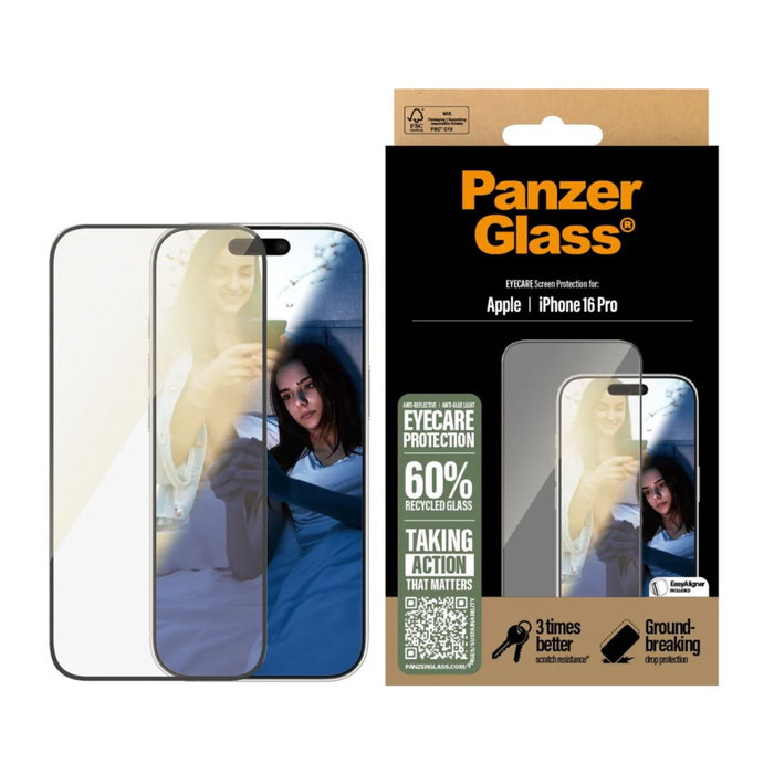 PanzerGlass EyeCare Screen Protector iPhone 16 Pro Ultra-Wide-Fit