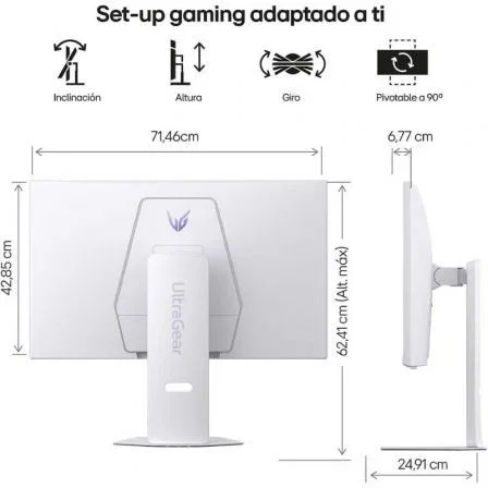 Monitor Gaming LG UltraGear 32G810SA-W 32" 4K IPS 144Hz 1ms, Smart TV con webOS, AMD FreeSync Premium, G-Sync Compatible, Blanco