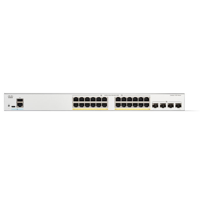 Cisco Catalyst 1200 Switch C1200-24P-4X - 24 Puertos Gigabit PoE, 4 SFP+, Gestionado L2/L3, Blanco