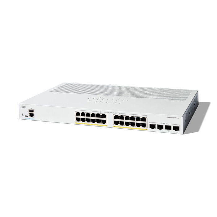 Cisco Catalyst 1200-24P-4X Smart Switch, 24 Puertos GE, PoE, 4x10GE SFP+