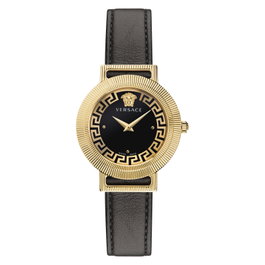 Versace VE3D00322 con correa de cuero negra y caja dorada