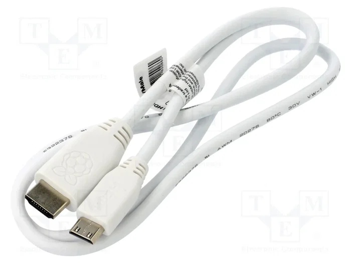 RASPBERRY PI Cable de conexión HDMI a mini HDMI, 1m, blanco RASPBERRY PI Cable de conexión HDMI a mini HDMI, 1m, blanco