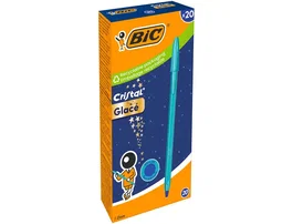 BIC Cristal Glacé Bolígrafo de Capuchón, Efecto Mate-Brillo, Punta 1.0 mm, Tinta Azul, Cuerpo Azul - Recargable