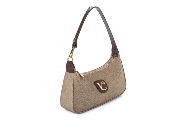 Vince Camuto Bolso de Hombro Crackle Brown Cuero de Polivinilo Marrón