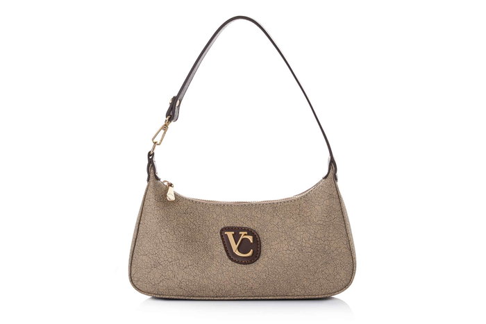 Vince Camuto Bolso de Hombro Crackle Brown Cuero de Polivinilo Marrón