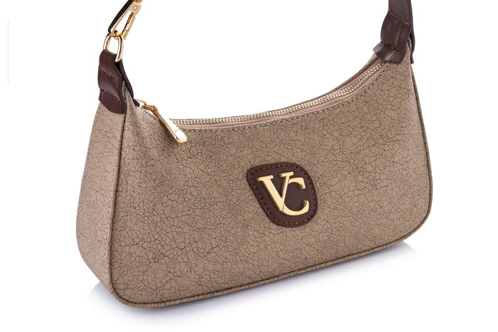 Vince Camuto Bolso de Hombro Crackle Brown Cuero de Polivinilo Marrón