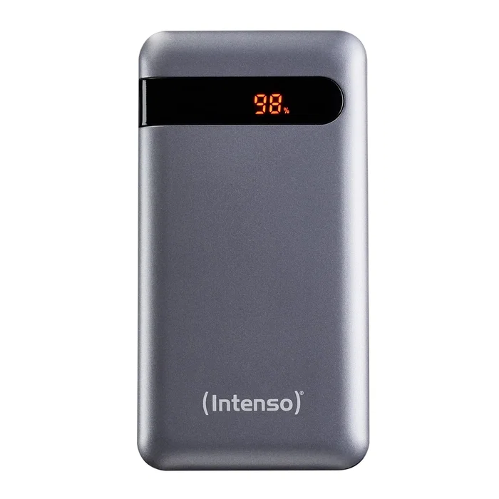 Intenso PD10000 Batería Externa Power Bank 10000 mAh, Polímero de Litio, Carga Rápida USB-C PD 20W y QC 3.0, 2 Puertos (USB-A + USB-C), Con Pantalla, Color Antracita