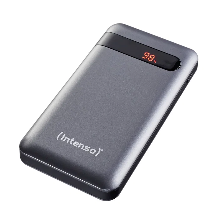 Intenso PD10000 Batería Externa Power Bank 10000 mAh, Polímero de Litio, Carga Rápida USB-C PD 20W y QC 3.0, 2 Puertos (USB-A + USB-C), Con Pantalla, Color Antracita
