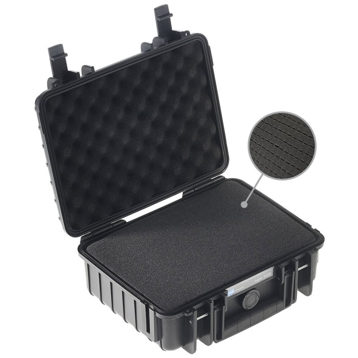 B&W Outdoor Case Type 1000 Negro con Inserción de Espuma