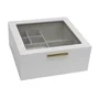 DKD Home Decor Joyero Tradicional Blanco Beige Madera Cristal 21 x 8.5 x 20.5 cm