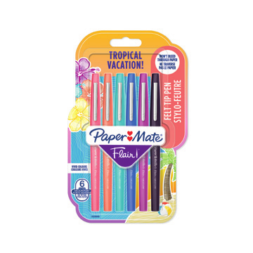 PAPER MATE Flair Tropical Vacation Surtido de 6 Rotuladores de Fibra