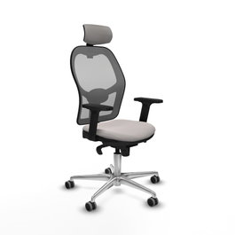 PIQUERAS Y CRESPO Silla de oficina Jorquera con mecanismo Sincro, Similpiel Blanco y Malla Gris