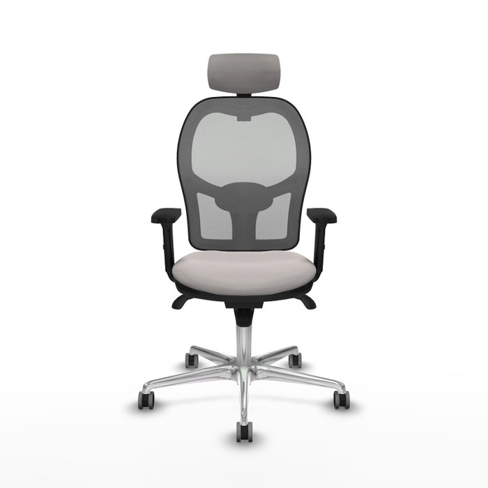 PIQUERAS Y CRESPO Silla de oficina Jorquera con mecanismo Sincro, Similpiel Blanco y Malla Gris