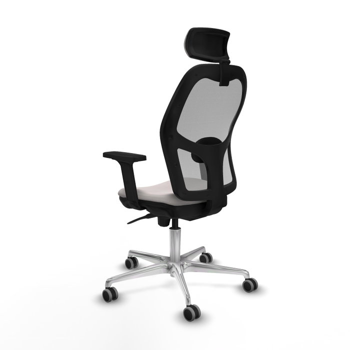 PIQUERAS Y CRESPO Silla de oficina Jorquera con mecanismo Sincro, Similpiel Blanco y Malla Gris