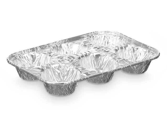 Kinvara Set 4 Moldes Aluminio para 6 Huecos 7 cm Diámetro Molde Horneado Repostería Plata (Set de 24)