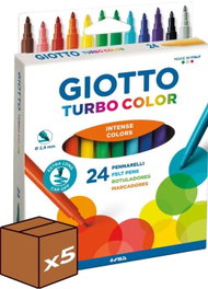 GIOTTO Estuche 24 rotuladores Turbocolor punta fina (Pack 5 unidades)