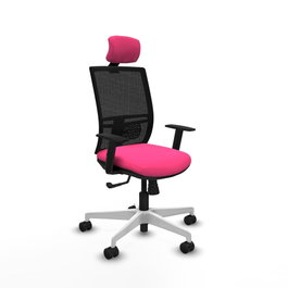 PIQUERAS Y CRESPO Silla de oficina Yunquera Rosa y Negro con mecanismo Sincro