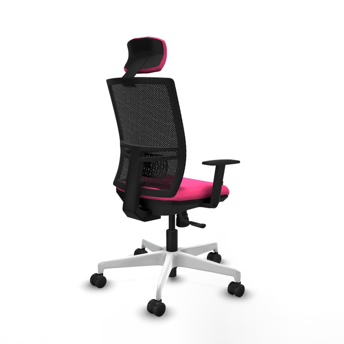 PIQUERAS Y CRESPO Silla de oficina Yunquera Rosa y Negro con mecanismo Sincro