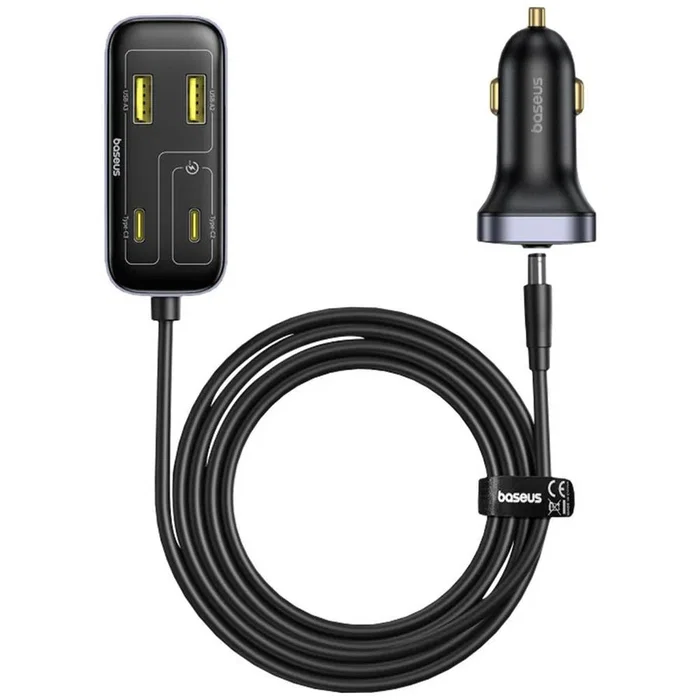 Baseus BackseatPal L1 Cargador de Coche con 6 Puertos (3x USB-C, 3x USB-A) 110W para Encendedor, Negro