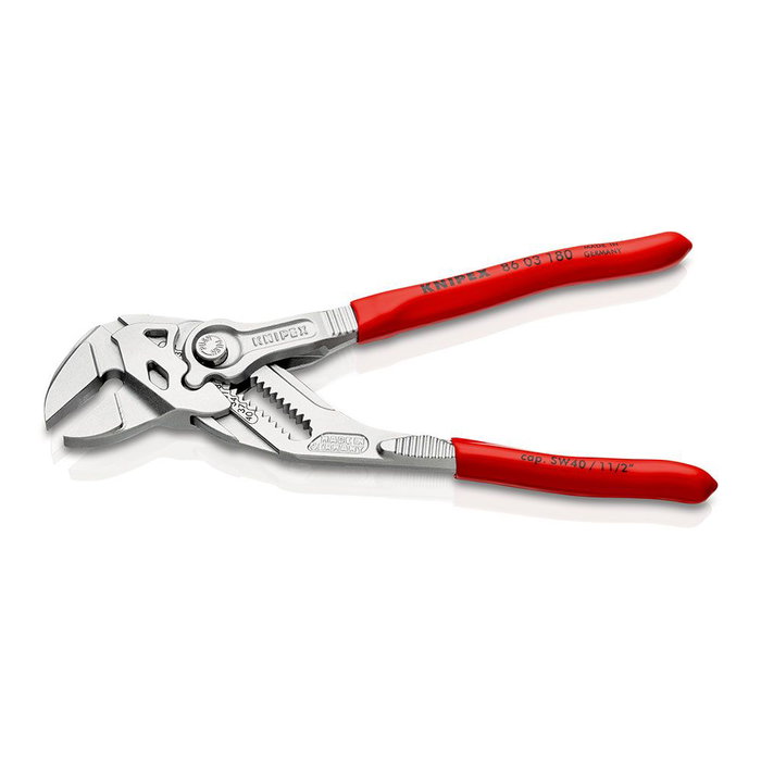 Knipex Tenaza Multiusos Llave Alicate para Tuercas Métricas e Imperiales, Ajuste Rápido con Botón, Mordazas Paralelas, Cromado, 180 mm Knipex Tenaza Multiusos Llave Alicate para Tuercas Métricas e Imperiales, Ajuste Rápido con Botón, Mordazas Paralelas, Cromado, 180 mm