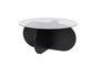 Nordure Mesa de Café Wood Black, Transparente. Moderna mesa de centro con vidrio templado, 75cm An x 35cm Al x 75cm Prof.