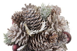 DKD Home Decor Bola Decoración Navidad Alpina Blanco Rojo 14 x 14 x 14 cm (6 Unidades)