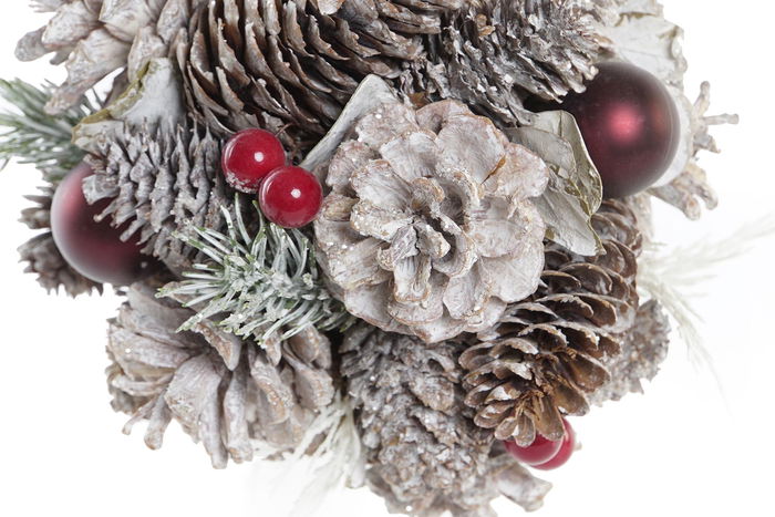 DKD Home Decor Bola Decoración Navidad Alpina Blanco Rojo 14 x 14 x 14 cm (6 Unidades)