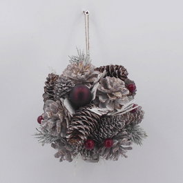 DKD Home Decor Bola de Decoración Piñas Blanco - Pack de 6