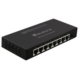 Level One Switch 8 Puertos Gigabit No Administrado GEU-0822, Ethernet 10/100/1000, Montaje en Pared, Negro