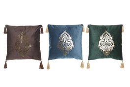 DKD Home Decor Pack de 3 Cojines de Poliéster 45x10x45 cm Surtidos