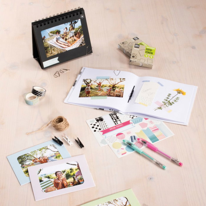 Hama Creative-Set Álbum de Espiral DIY 28x24 con 50 Páginas y Pegatinas