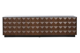 DKD Home Decor Mueble TV Moderno Negro Marron 161.2 x 40 x 45.5 cm MDF 4 Puertas 4 Estanterias