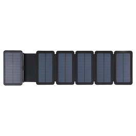 SANDBERG 420-73 Powerbank Solar 20000 mAh con 6 Paneles, Resistente al Agua IPX4, USB-C, Linterna, Cargador Portátil Negro