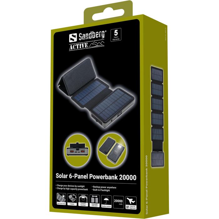 SANDBERG 420-73 Solar 6-Panel Powerbank 20000 mAh Negro SANDBERG 420-73 Solar 6-Panel Powerbank 20000 mAh Negro