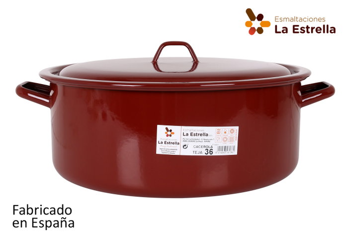 LA ESTRELLA Cacerola de Porcelana Esmaltada 36 cm Teja LA ESTRELLA Cacerola de Porcelana Esmaltada 36 cm Teja