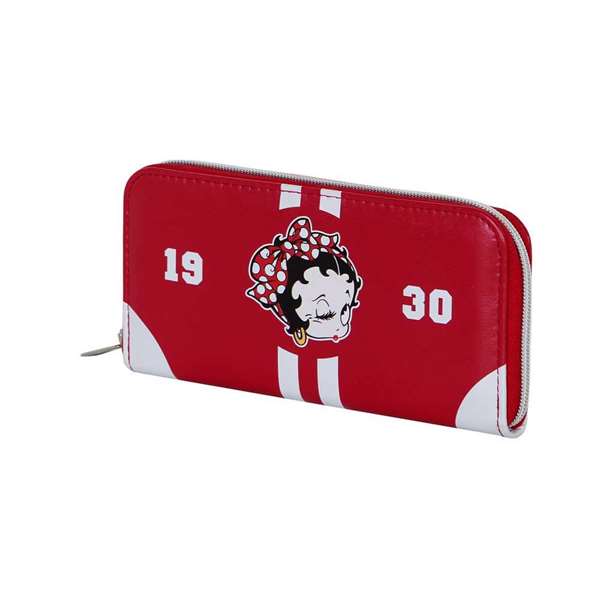 Betty Boop Billetero Essential Varsity con 12 ranuras para tarjetas, monedero con cremallera y 2 bolsillos para billetes - 10 x 19 x 2 cm