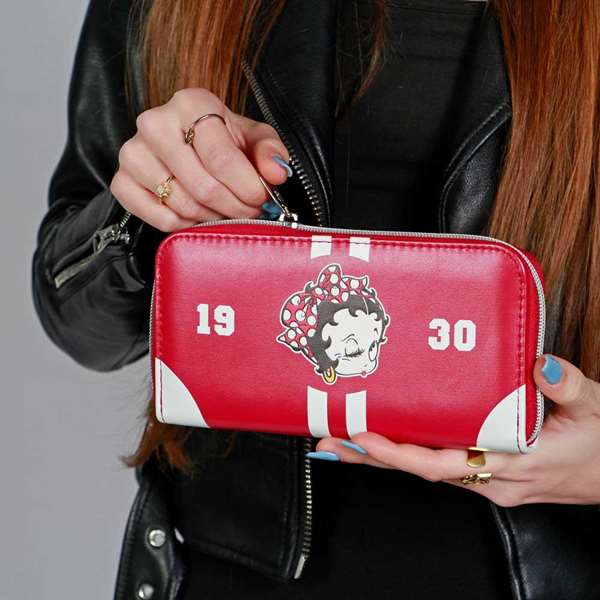 Betty Boop Billetero Essential Varsity con 12 ranuras para tarjetas, monedero con cremallera y 2 bolsillos para billetes - 10 x 19 x 2 cm