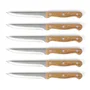 Livoo MEC133 Juego de 6 Cuchillos para Carne con Soporte, Acero Inoxidable, Madera de Acacia, 11 cm