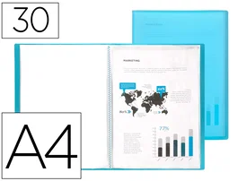 Liderpapel Carpeta con 30 fundas de polipropileno DIN A4 azul translúcido