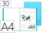 Liderpapel Carpeta con 30 fundas de polipropileno DIN A4 azul translúcido