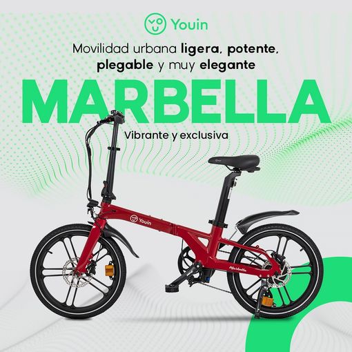 Youin Bicicleta Eléctrica Plegable E-BIKE MARBELLA BK1350R Urbana, 250W, Autonomía 40 km