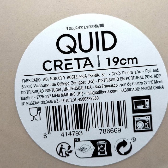 Quid Plato de Postre Cerámico Creta 19 cm Beige