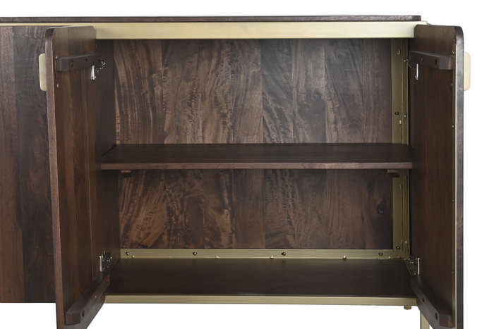 DKD Home Decor Buffet de Acero y Mango Marrón 160x40x81 cm