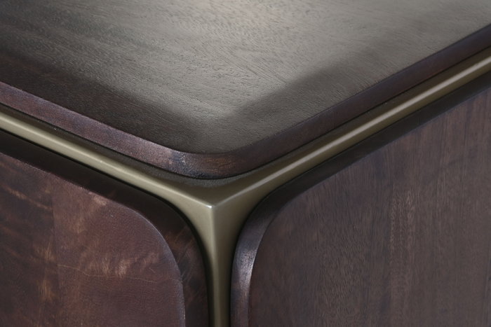 DKD Home Decor Buffet de Acero y Mango Marrón 160x40x81 cm