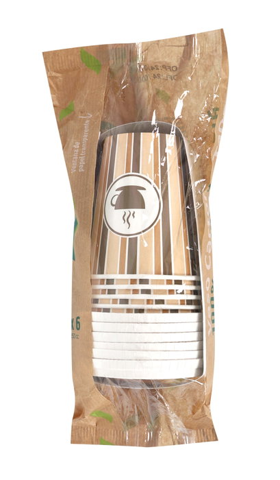 Algon Set 6 Vasos Cartón para Café con Tapa 250 cc (20 Unidades)