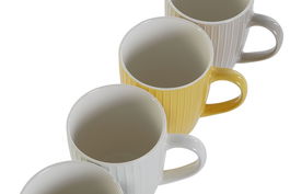 DKD Home Decor Taza Básica Porcelana New Bone Verde Beige 8.3 x 10.5 x 11.5 cm 340ml (12 Unidades)